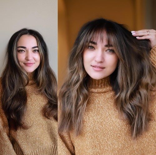 coupe de cheveux dégradée avec franges ondulées