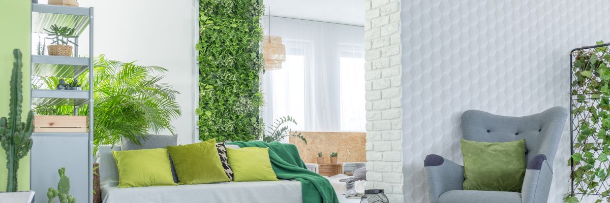 mur de briques blanches et plantes