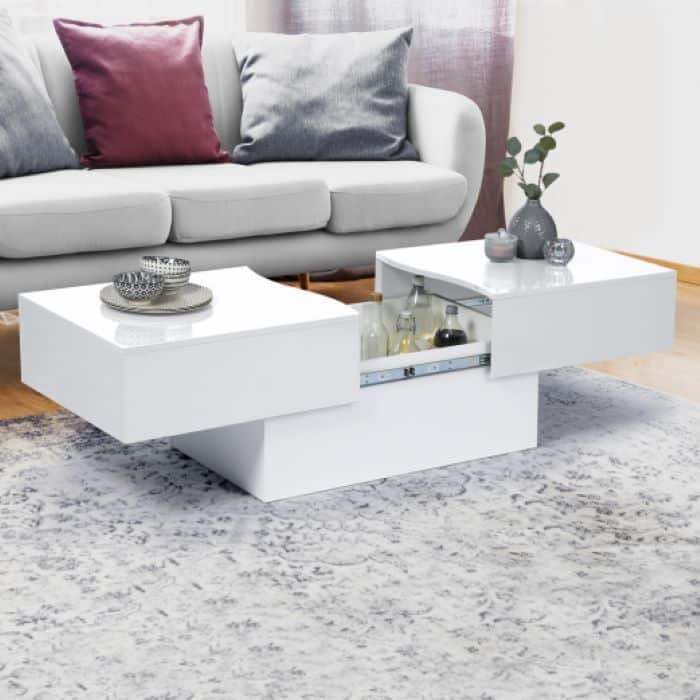 table basse coulissante marta bois blanc