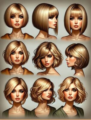 Modeles coupe carre plongeant femme blonde