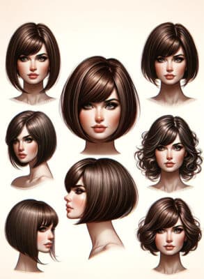 Modeles coupe carre plongeant femme brune