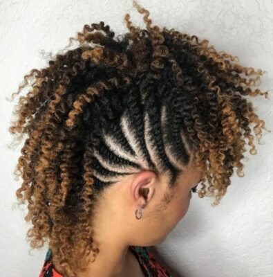 Mohawk tresse boucle afro americain