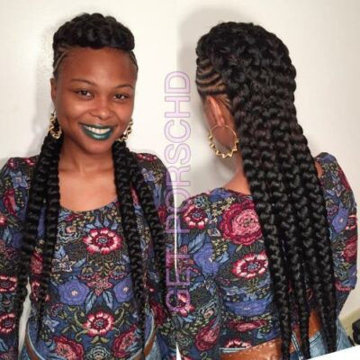 Tresse mohawk avec tresses chunky