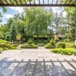 terrasse bien aménagée, tres lumineuse, avec une pergola et de la végetation