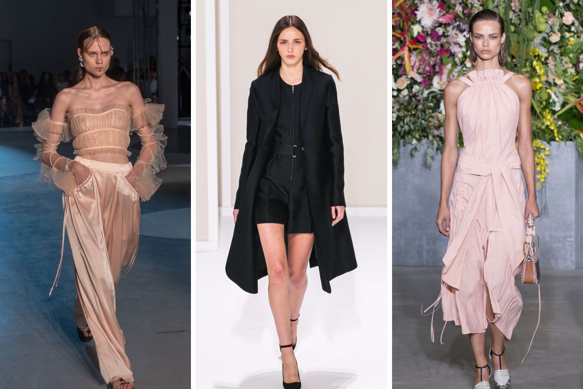 trois modèles mannequins féminins de défilés de marques de luxe
