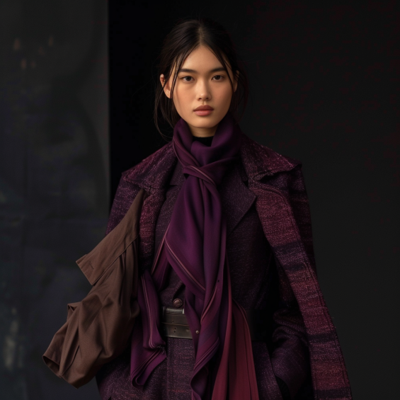 Belle femme asiatique manequin style layering