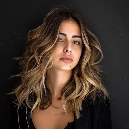 Belle femme jeune avec une coloration ombre sombre blonde