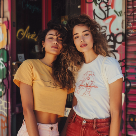 Csidou deux belles femmes avec des t shirts personnalises
