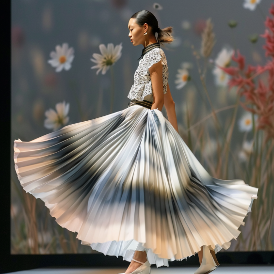 Magnifique photo dune femme mannequin en jupe plissee
