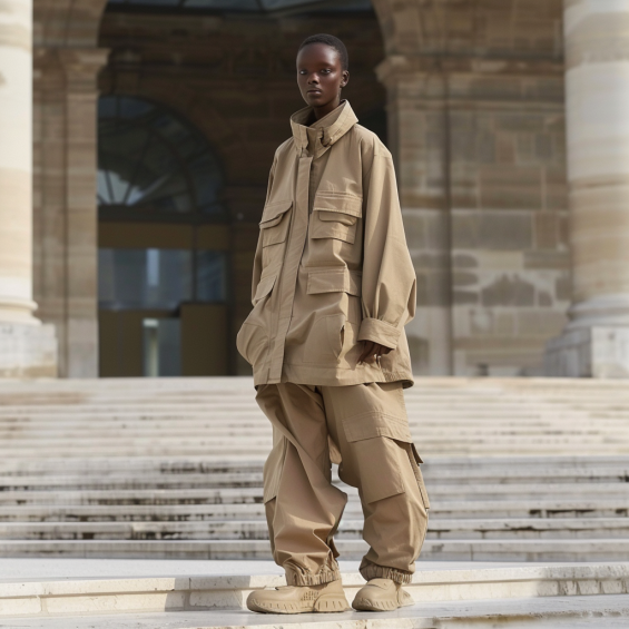 Model fashion en shooting en look oversized