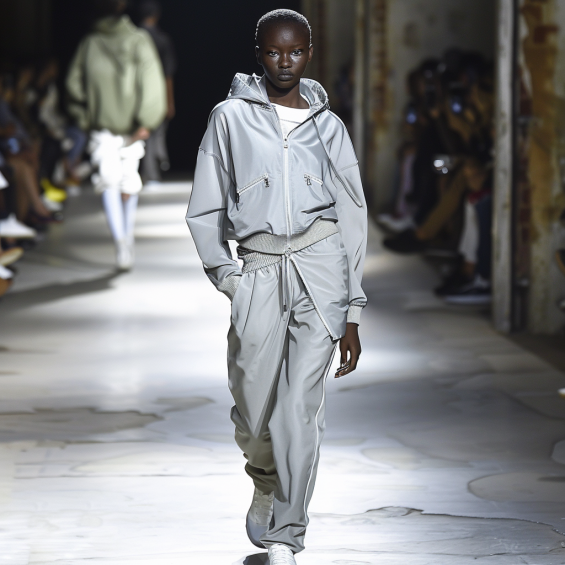 Une femme mannequin en show en style athleisure