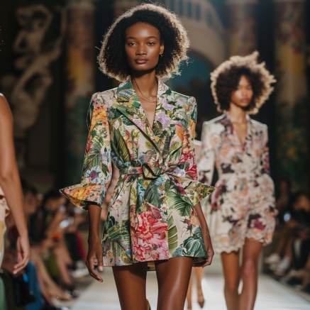 Une femme model fashion show en robe midi