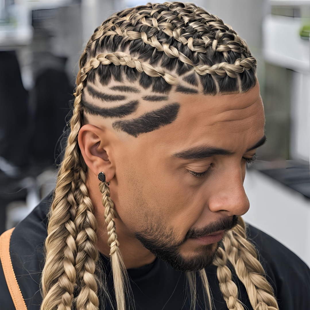 tresses en échelle avec mèches blondes