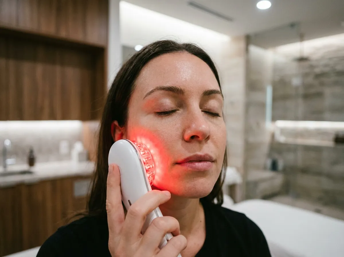 Soin par thérapie lumière rouge à domicile, tendance bien-être dermatologie 2026
