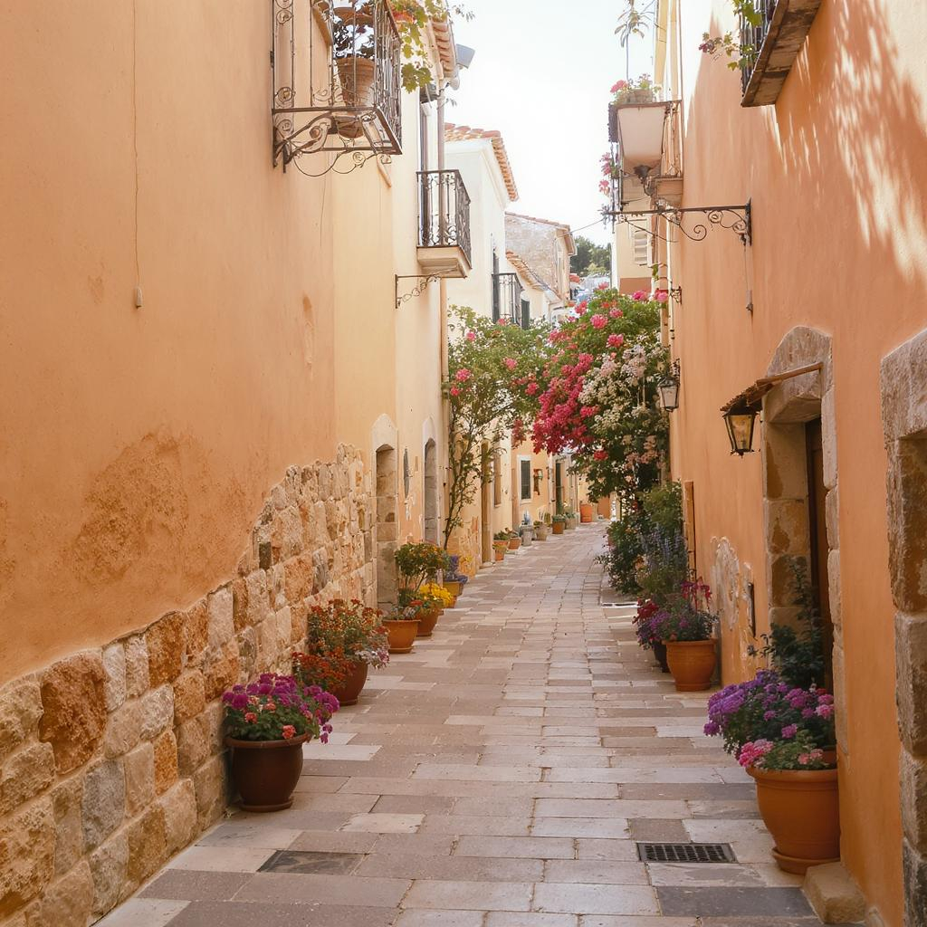 Village typique des Pouilles en Italie avec ruelles en pierre et lumière de fin d’été