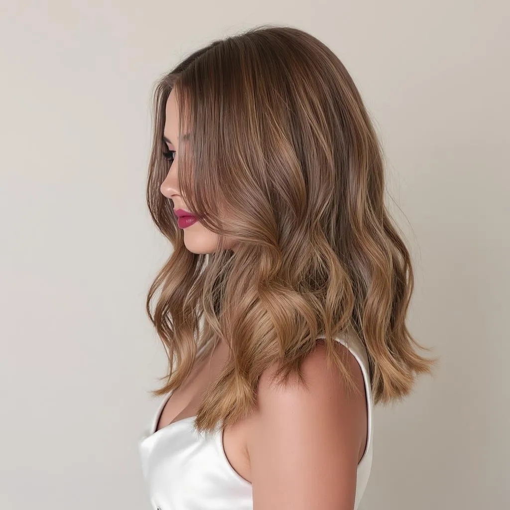 coupe cheveux mi long dégradé bronde lumineux effet naturel