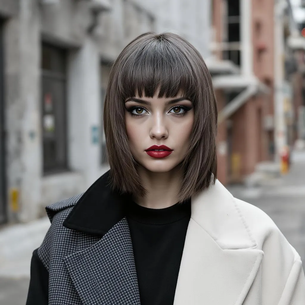 coupe cheveux mi long dégradé graphique net structuré