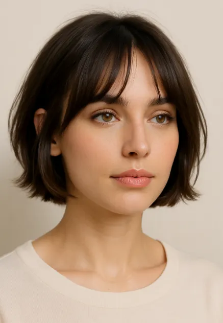 Coupe courte frange rideau femme ete tendance