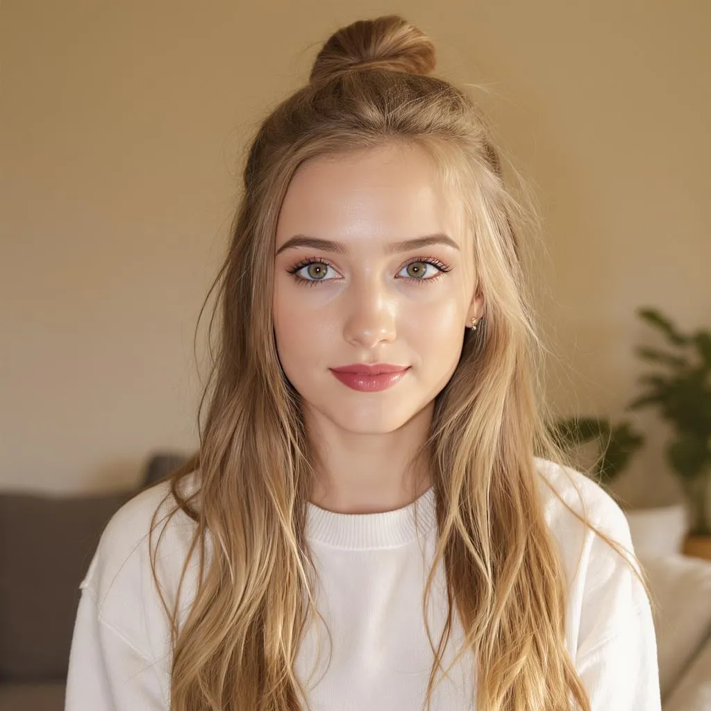 Demi-chignon flou sur cheveux longs et fins dans une ambiance décontractée