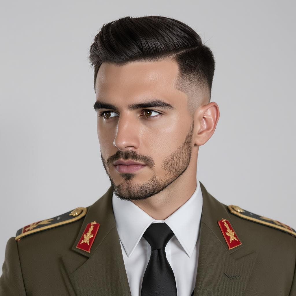 Coupe militaire avec raie sur le côté