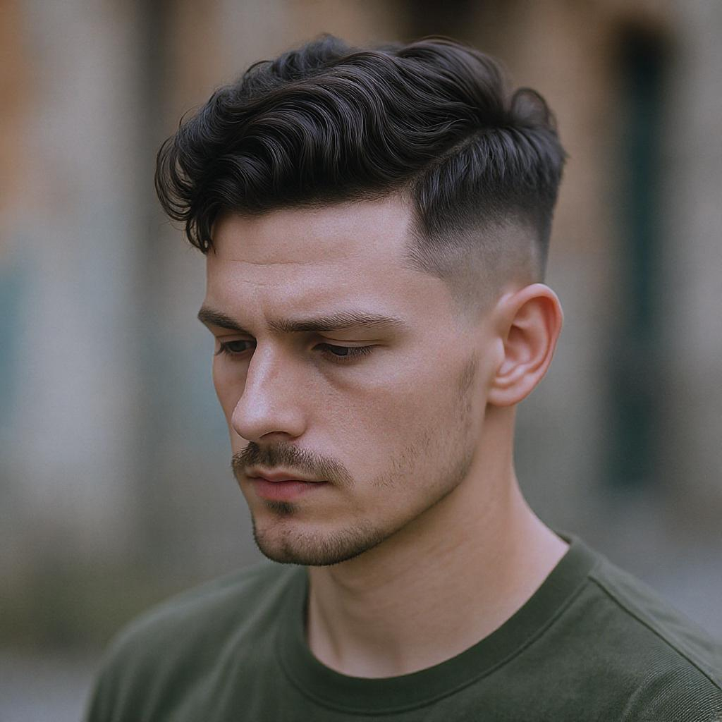 Coupe militaire avec volume souple texturé
