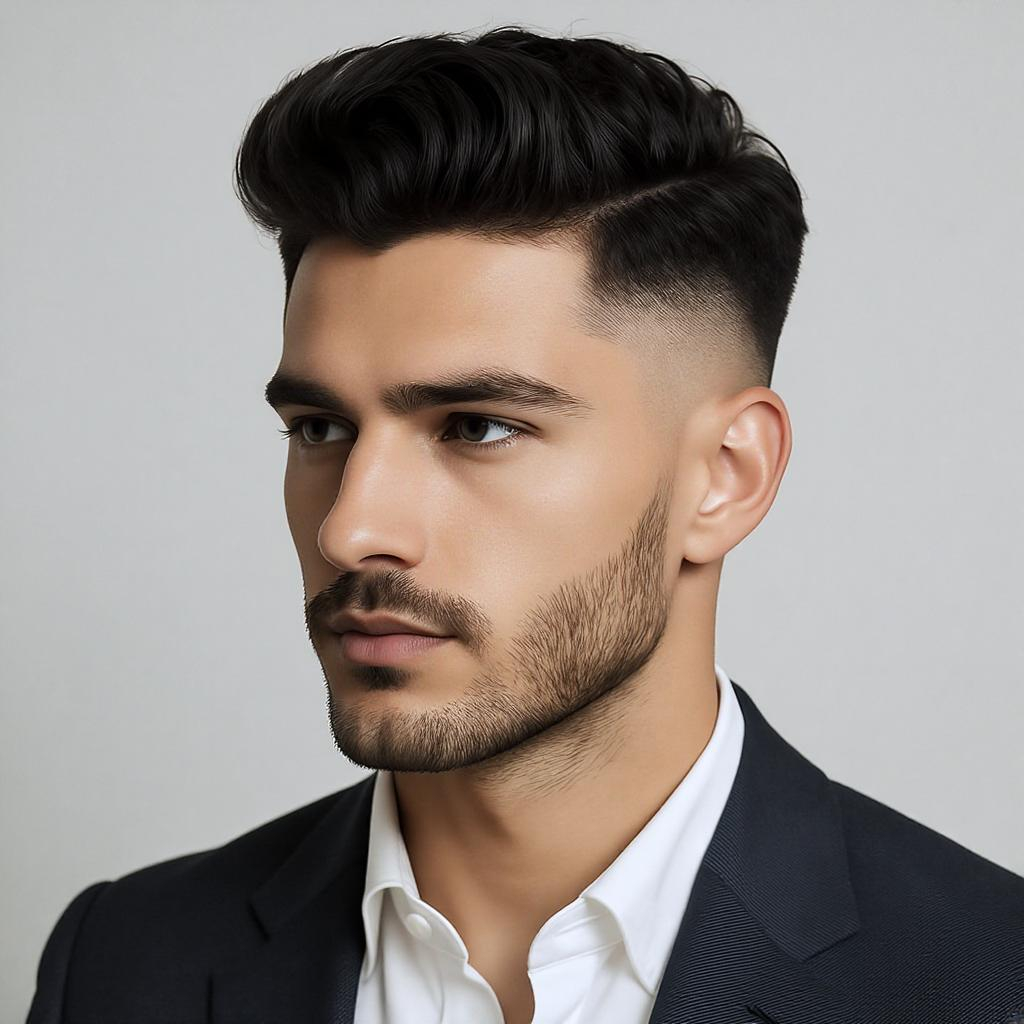 Coupe militaire avec barbe courte bien entretenue