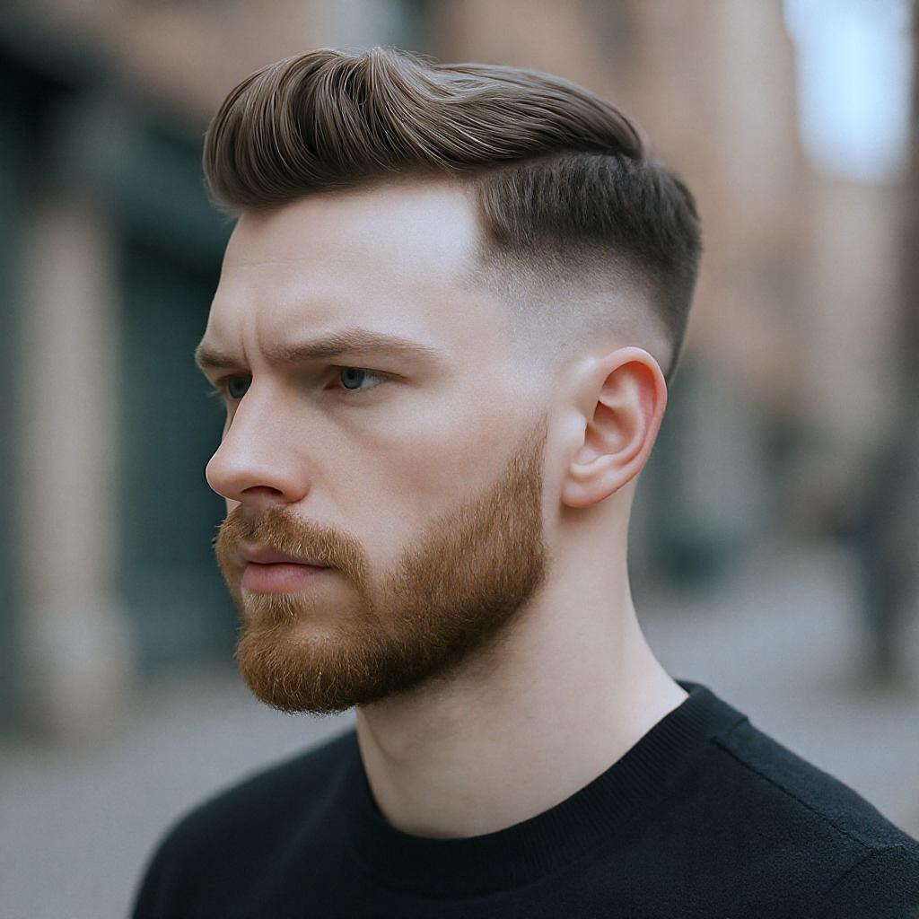Crew cut moderne avec dégradé fondu