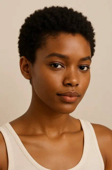Femme noire Coupe courte bouclee facon baby afro