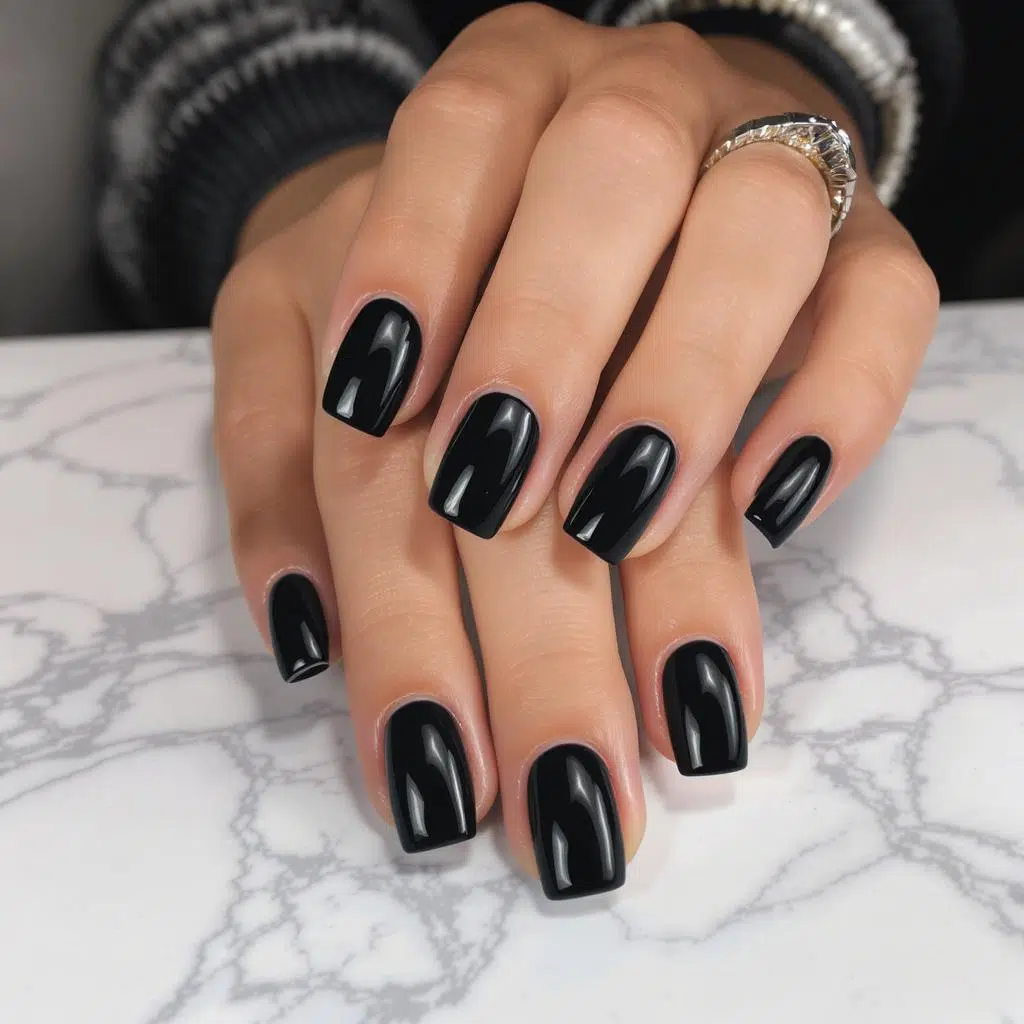 Vernis semi-permanent noir brillant effet gel