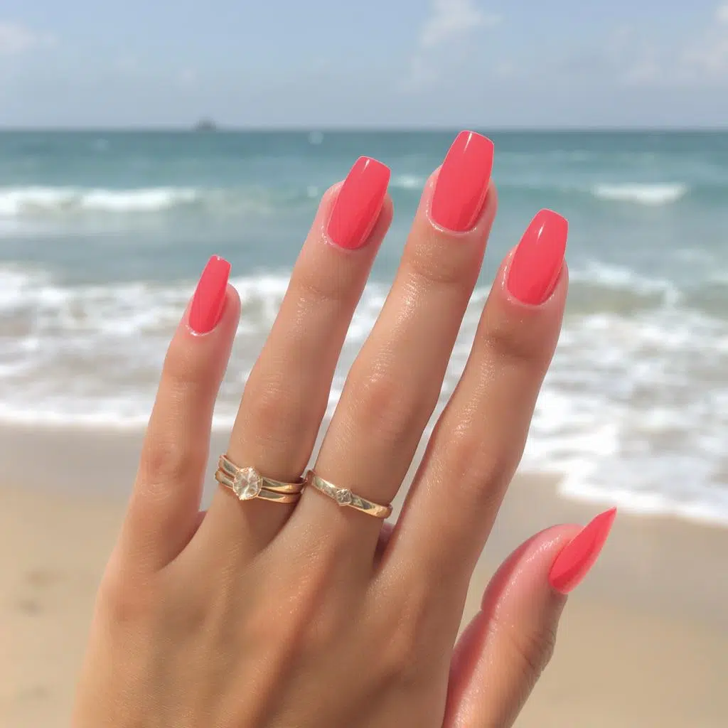 Vernis semi-permanent corail intense pour l'été 2025