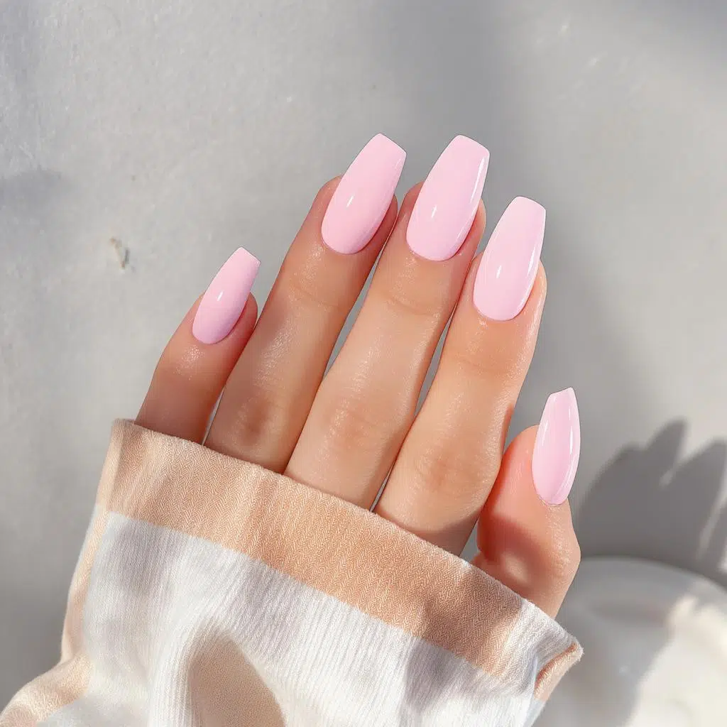 Ongles semi-permanents rose quartz effet laiteux naturel