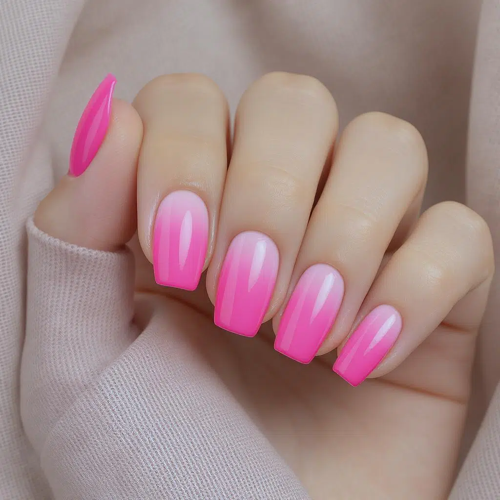 Dégradé de couleurs ton sur ton en vernis semi-permanent rose