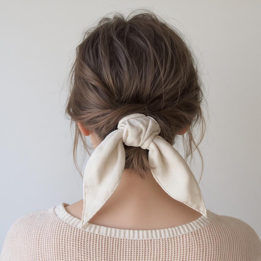 Chignon bas bohème avec foulard tissé pour mariage champêtre