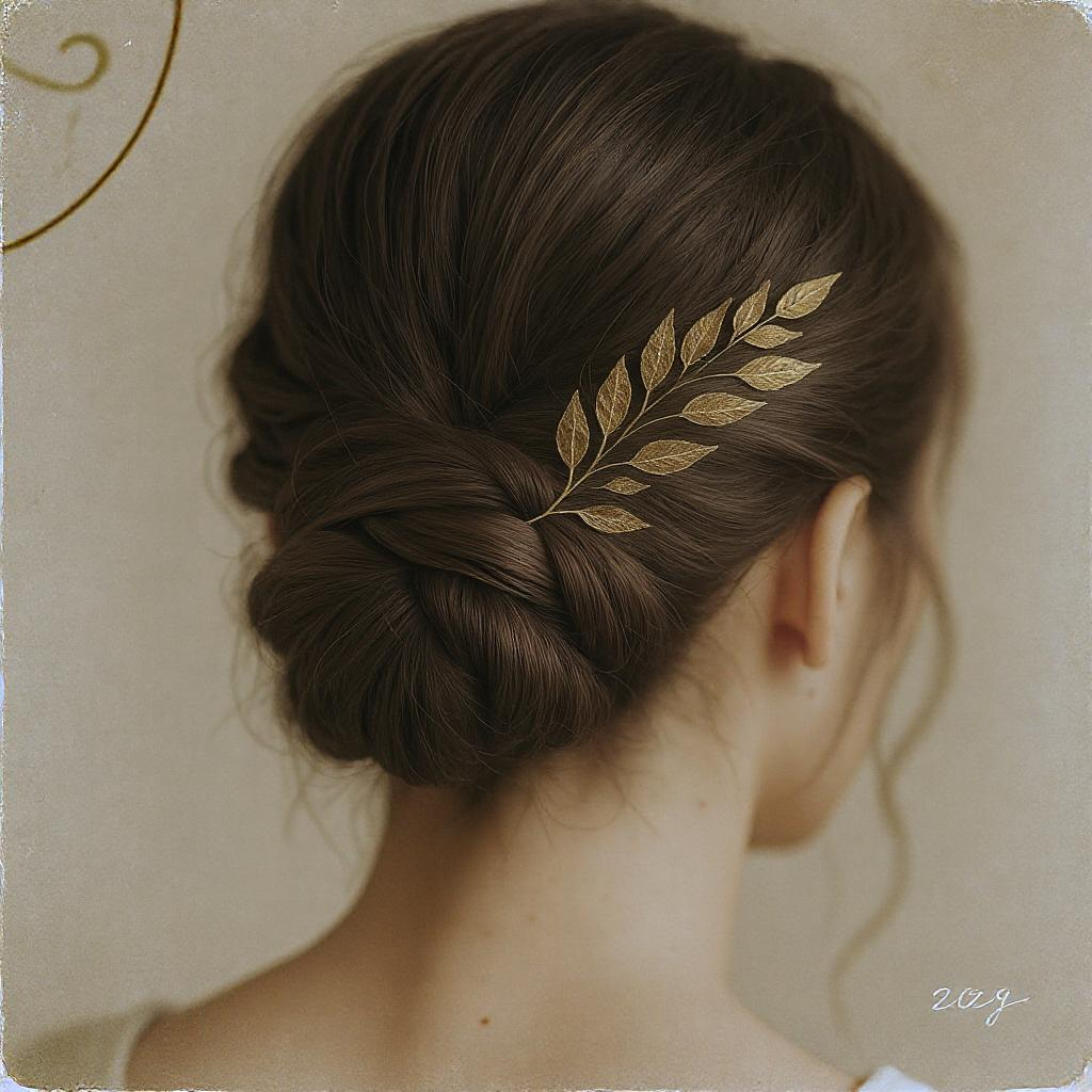 Chignon flou bohème tressé avec bijoux de cheveux pour mariage