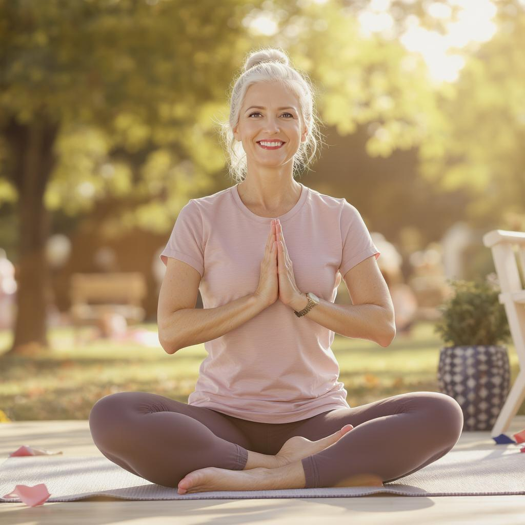 Femme senior souriante faisant de l’exercice physique en douceur
