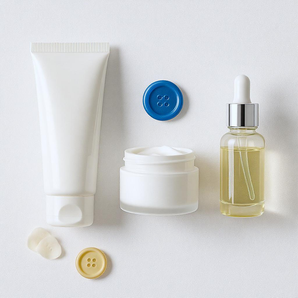 Routine de soins adaptée pour peau sèche avec boutons, comprenant nettoyant doux, crème apaisante et sérum hydratant