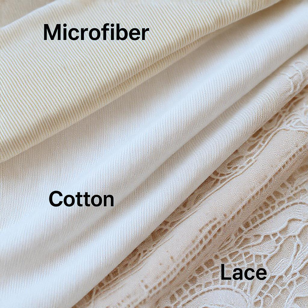 comparaison de tissus utilisés dans les sous-vêtements féminins modernes.