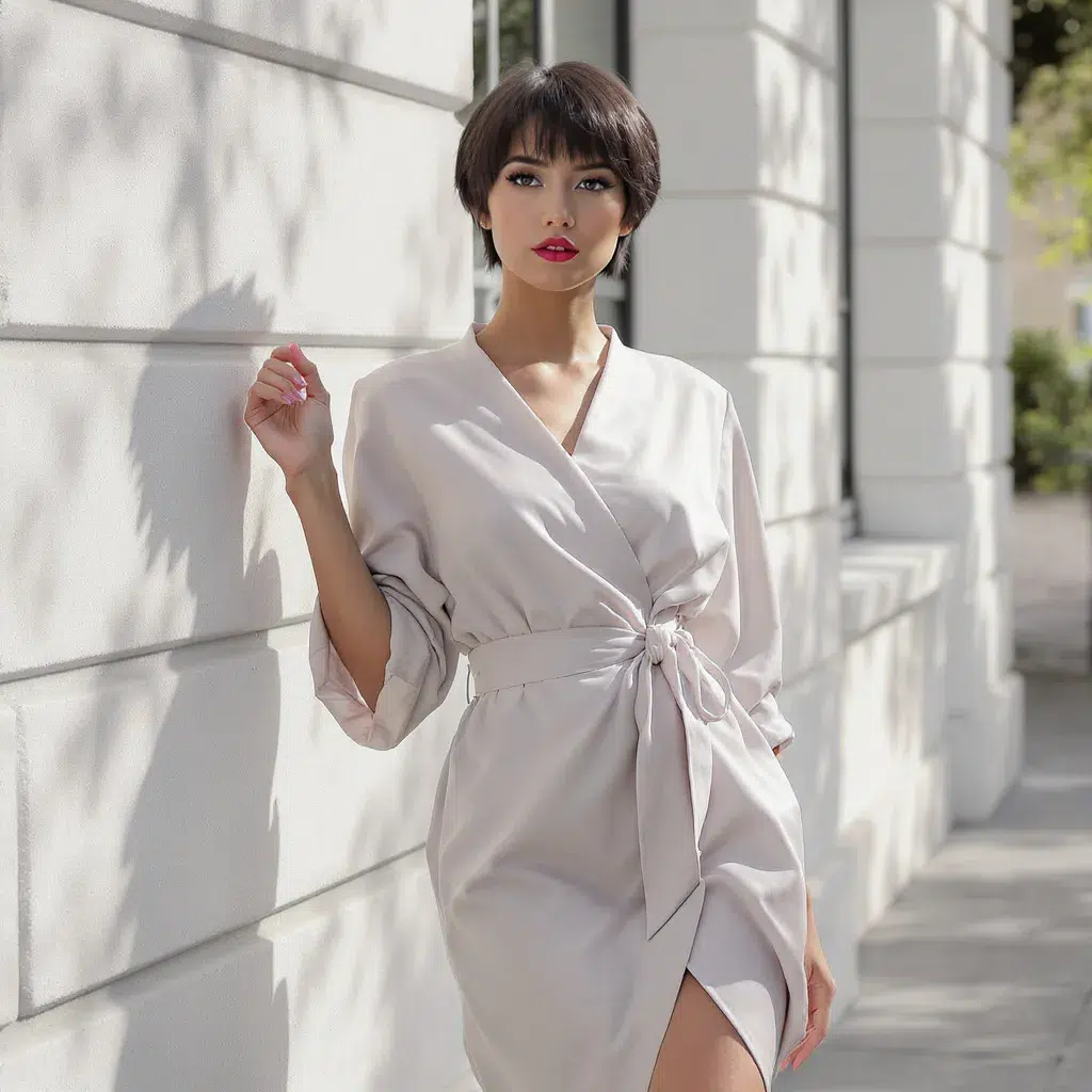 Idée look pour savoir comment s’habiller quand on est petite : robe portefeuille élégante qui structure et élance la morphologie