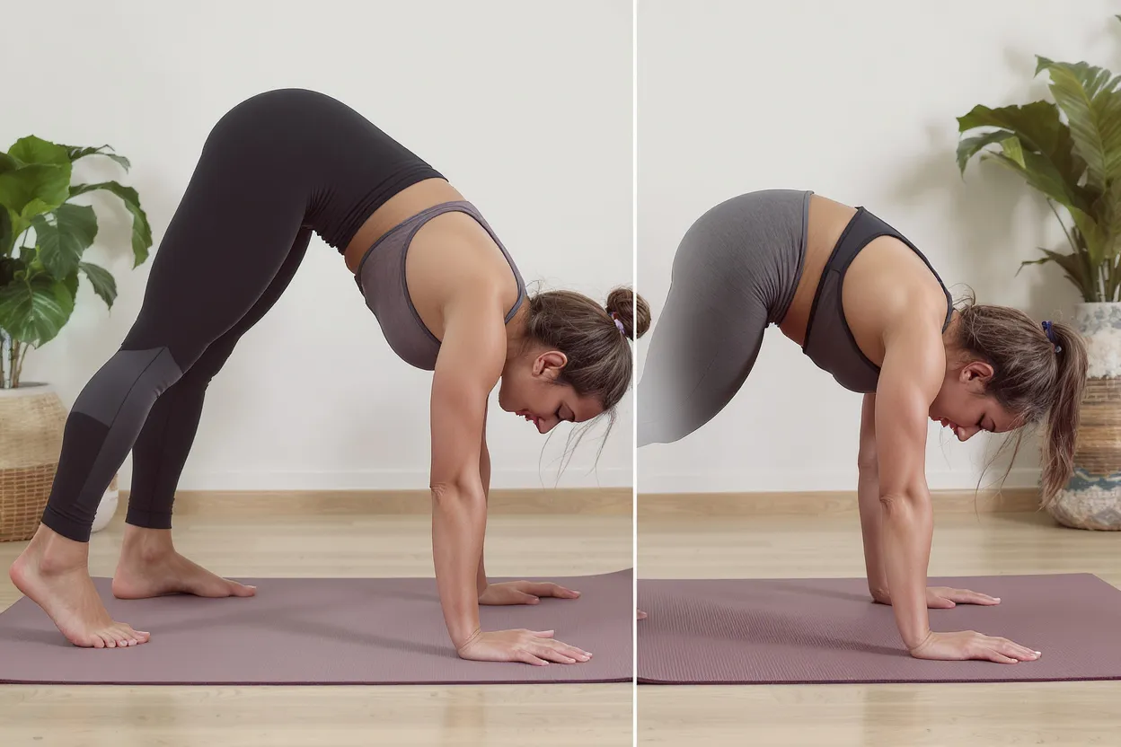 femme fait Exercice du chat-vache en yoga pour délier la colonne vertébrale.