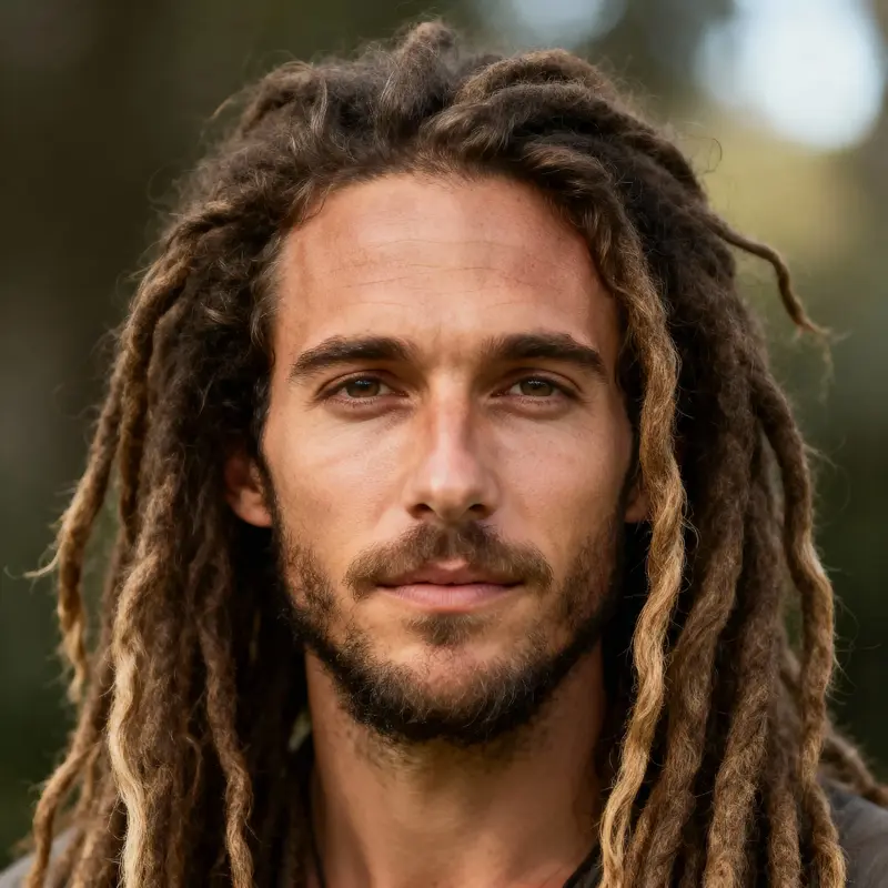 Homme avec des locks longues lâchées