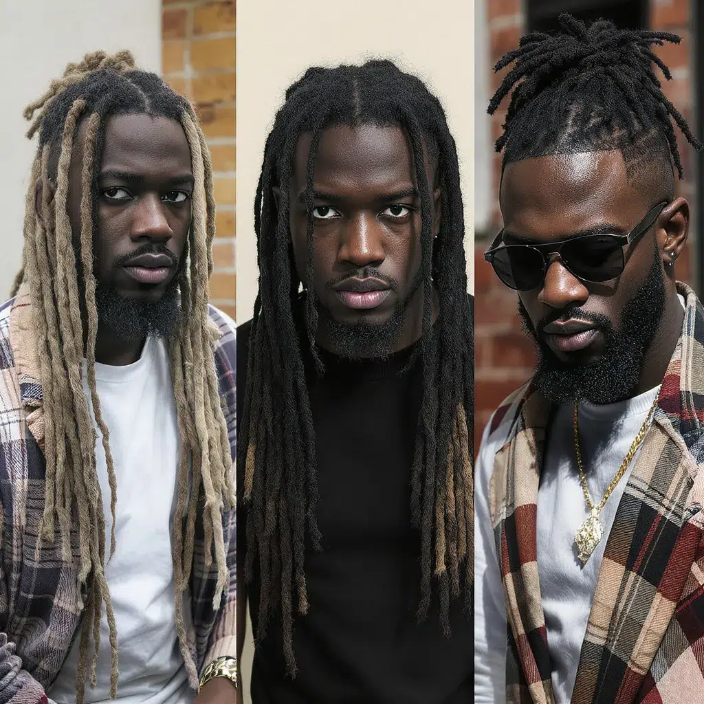 collage trois styles Coiffure locks homme