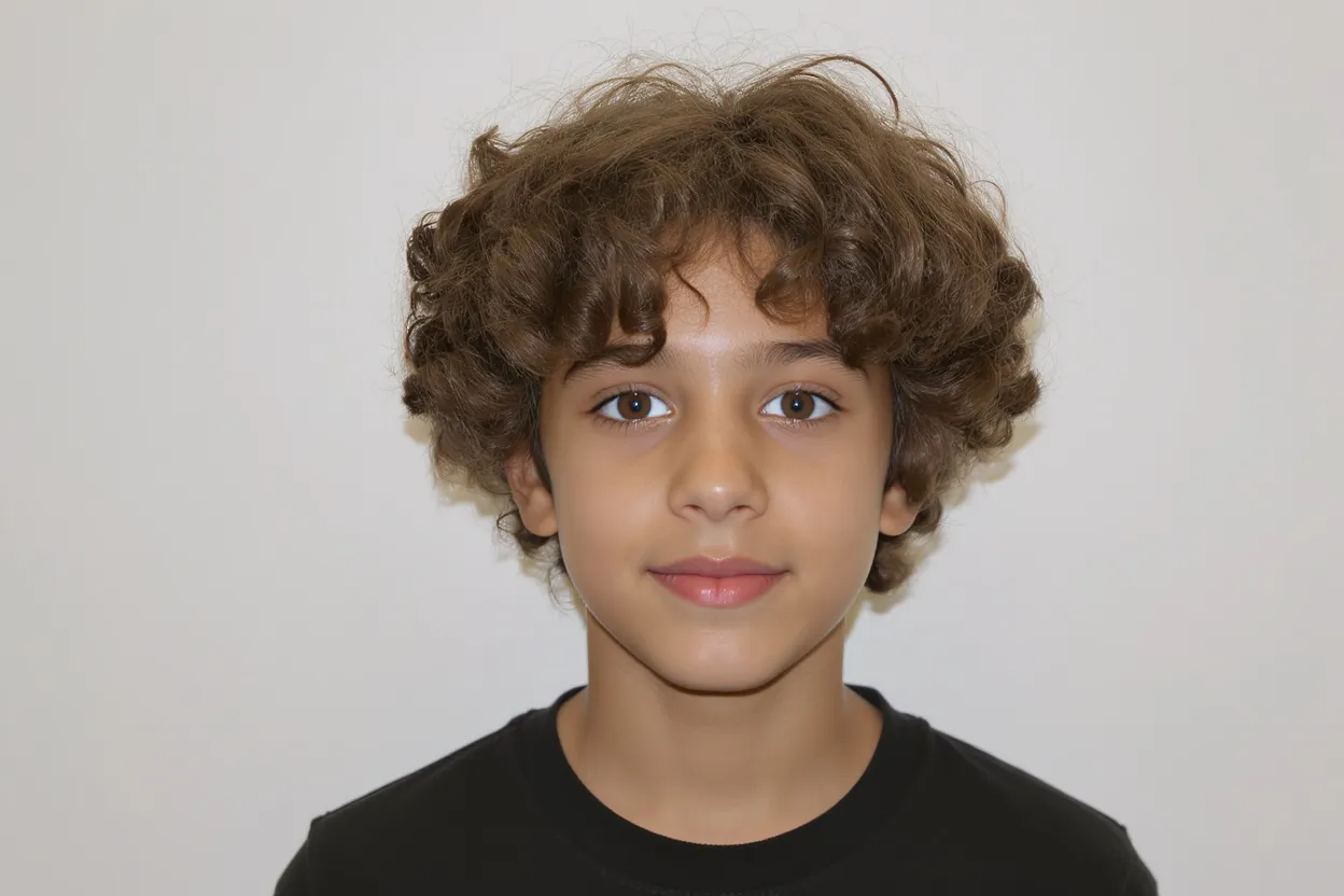 Ado garçon avec cheveux bouclés naturels