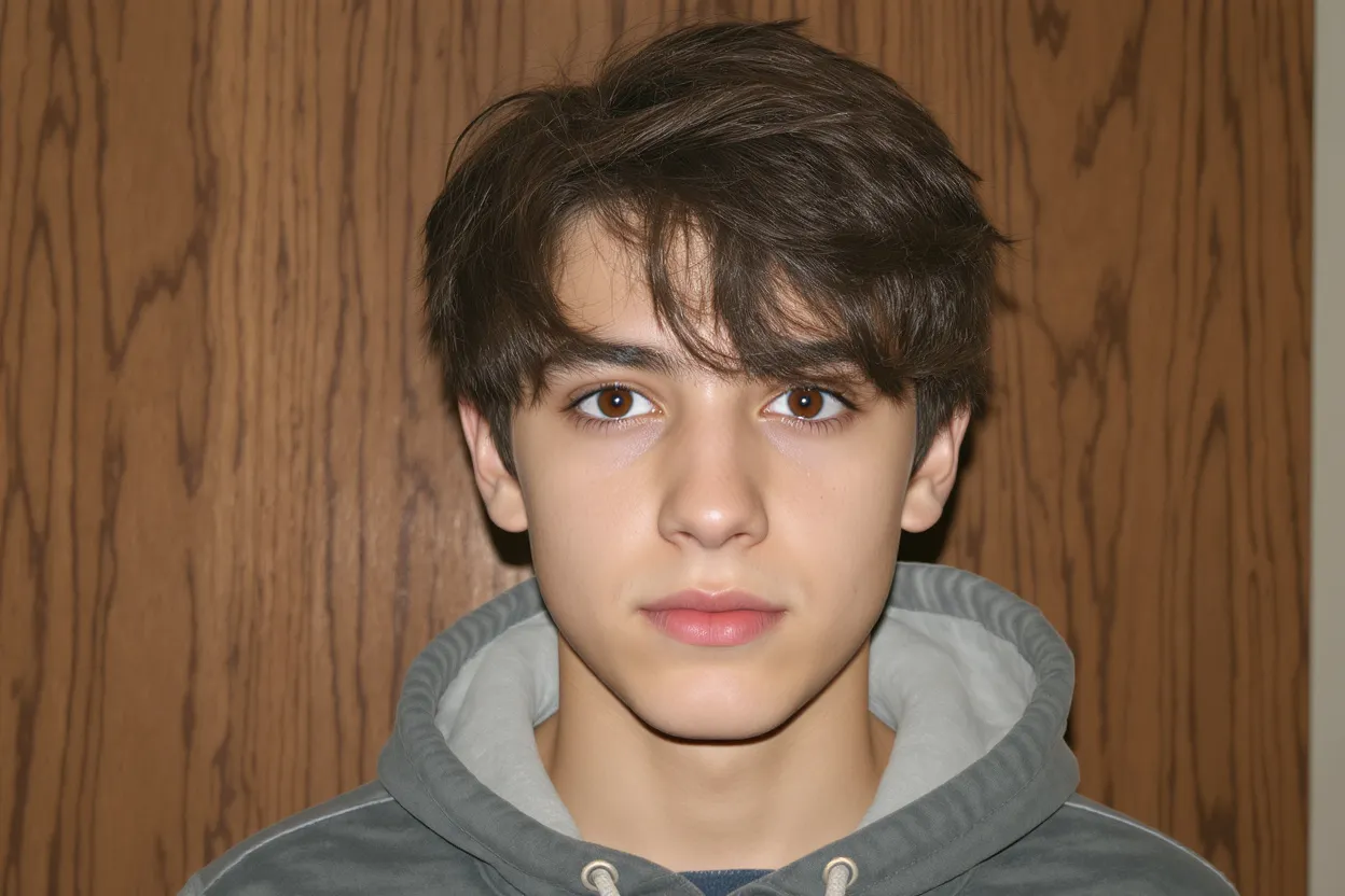Adolescent avec coupe coiffé-décoiffé