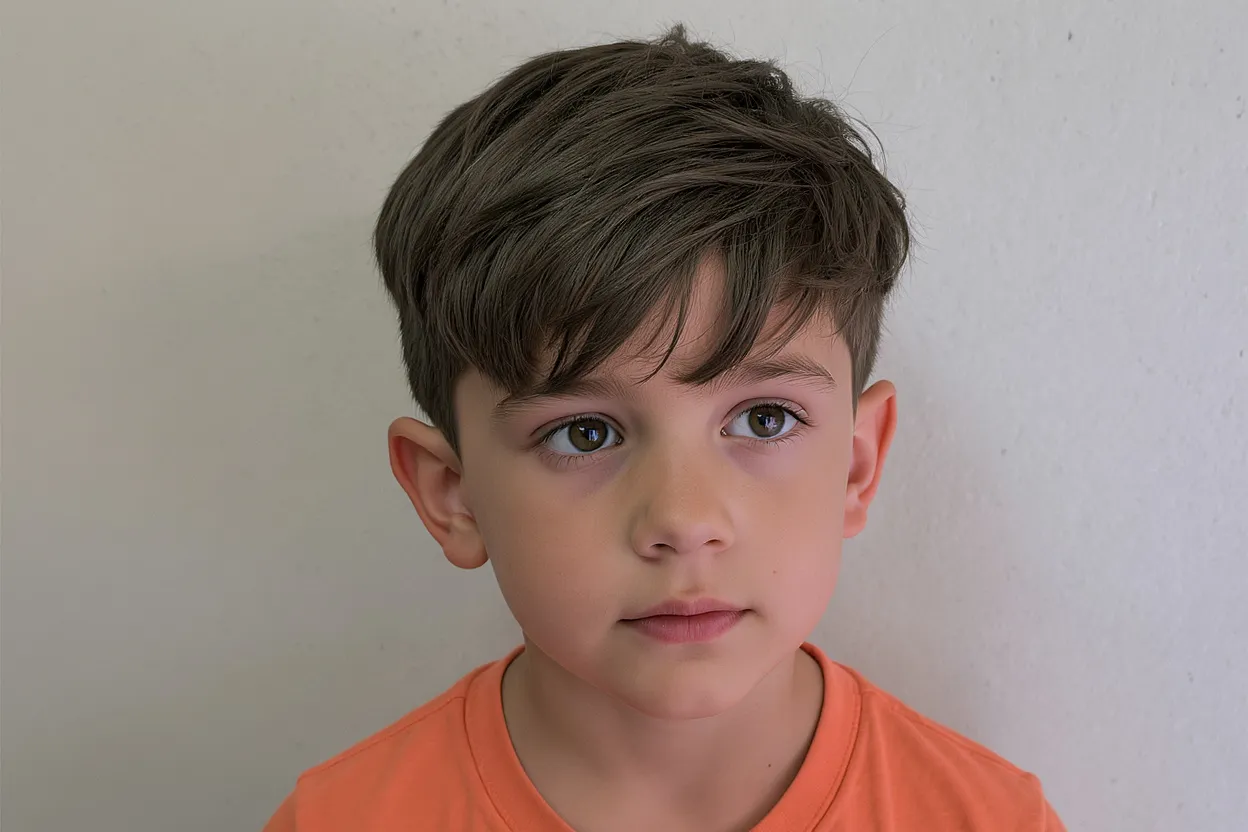 Ado garçon coiffé avec une mèche sur le côté