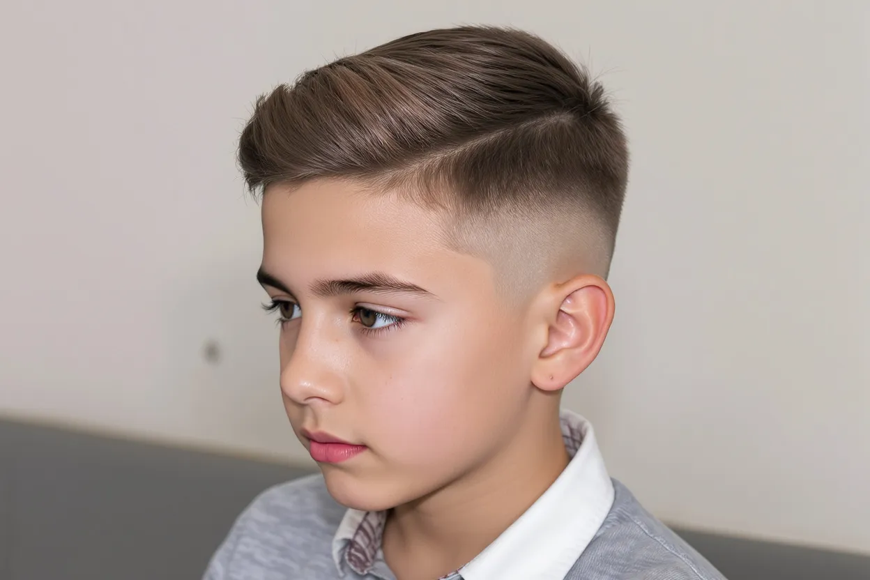 Ado garçon avec un dégradé court tendance