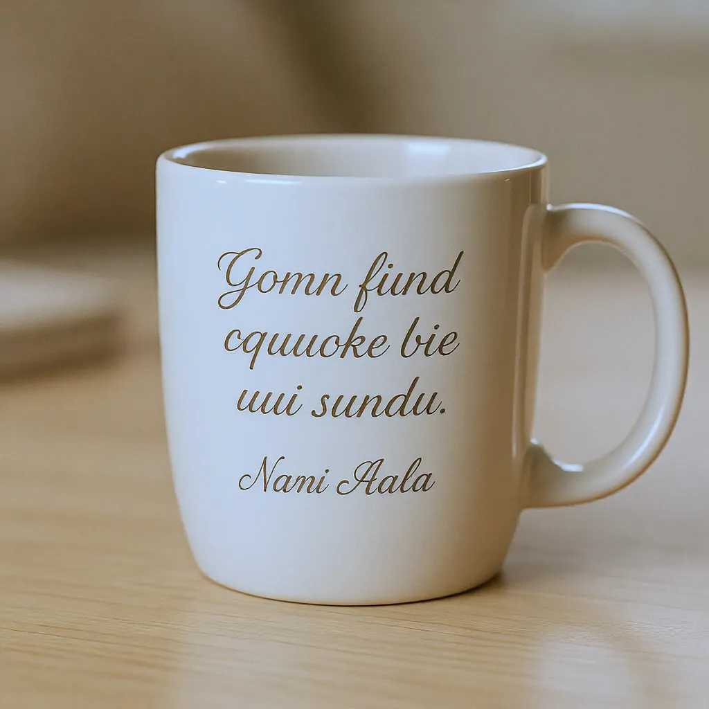 Exemple de cadeau personnalisé : un mug gravé avec prénom ou citation, attention unique qui touche un homme.
