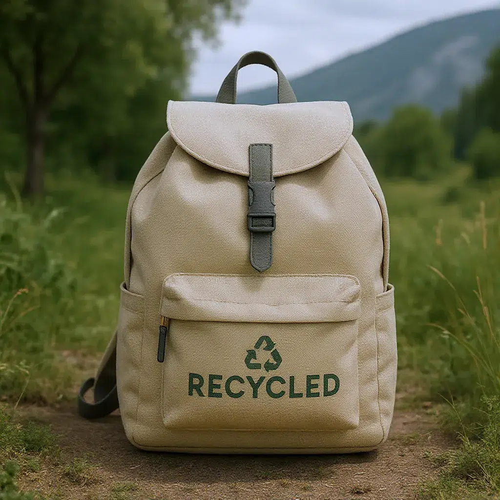 Sac à dos fabriqué en matériaux recyclés, cadeau écoresponsable qui séduit un homme soucieux de l’environnement.