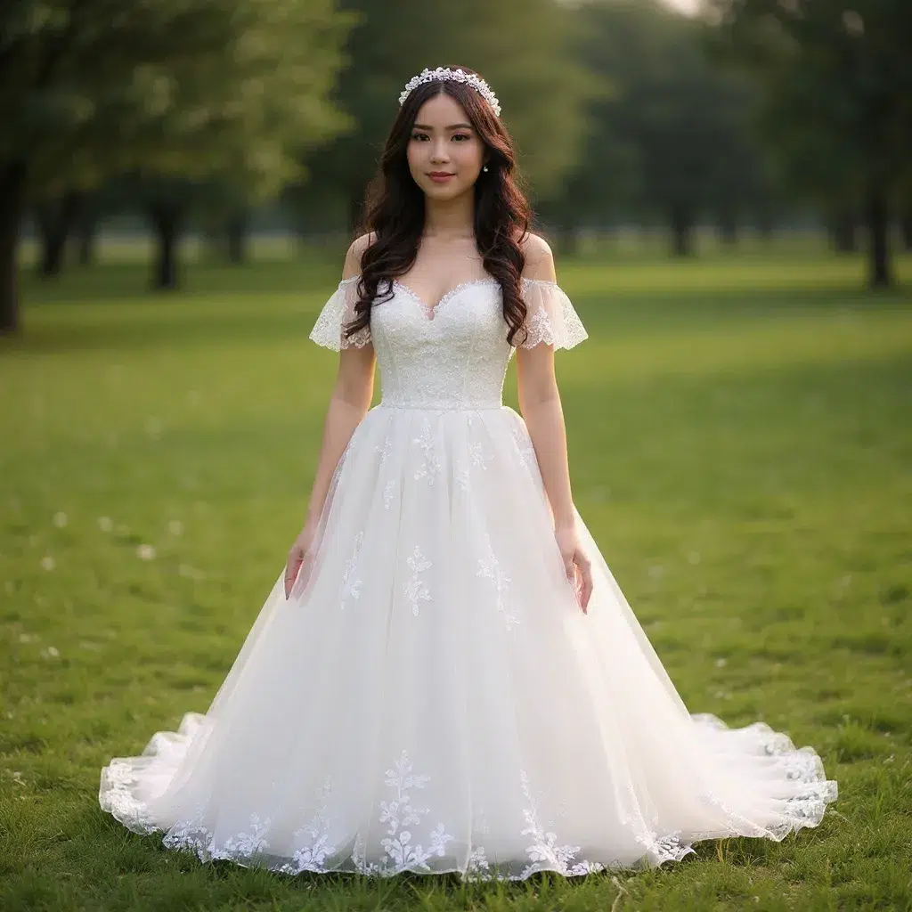 Mariée aux cheveux détachés lisses, bandeau en dentelle blanche, robe fluide romantique, décor naturel extérieur