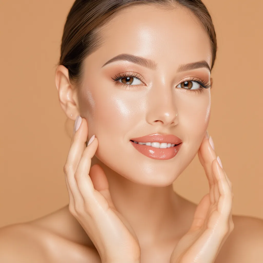 Femme au teint lumineux avec une peau hydratée et repulpée