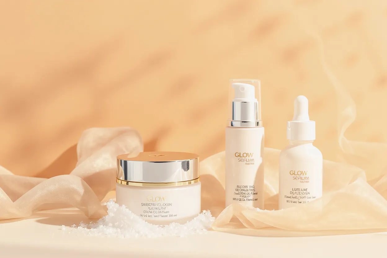 Produits de soin exfoliant et sérum éclat contre la peau terne